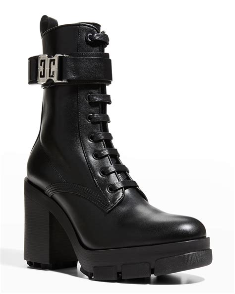 Givenchy Terra Leather Heeled Combat Boots